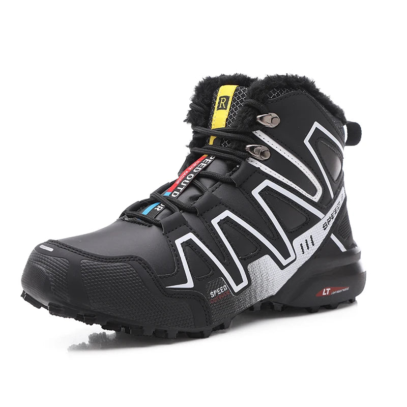 Men's snow boots, warm and non slip outdoor hiking boots, lightweight walking shoes in winter