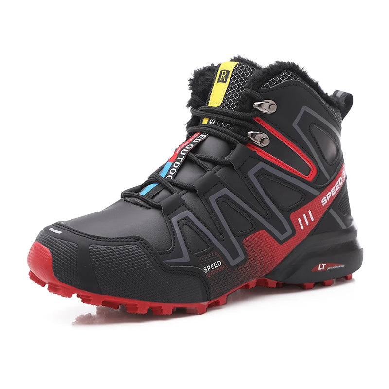 Men's snow boots, warm and non slip outdoor hiking boots, lightweight walking shoes in winter