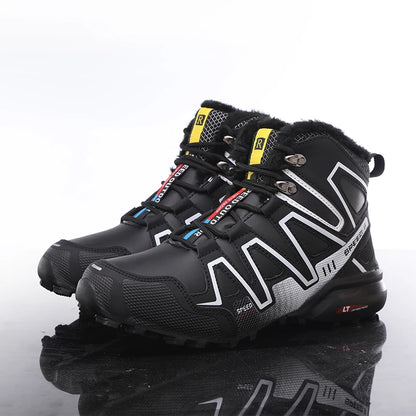Men's snow boots, warm and non slip outdoor hiking boots, lightweight walking shoes in winter