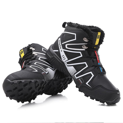 Men's snow boots, warm and non slip outdoor hiking boots, lightweight walking shoes in winter